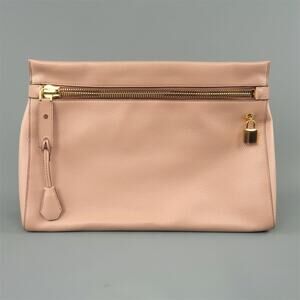 TOM FORD Nude Textured Leather Gold Padlock ALIX Clutch Handbag
